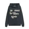 Camiseta Unisex de Manga Larga Holgada con Estampado de Letras Lavada y Desgastada Estilo Hip-Hop de Calle de Moda Otoño para Pareja Transfronteriza