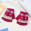 Guantes Calientes de Pollo de Dibujos Animados para Bebé Otoño e Invierno A prueba de Frío Engrosados Lindos para Niños y Niñas de Cinco Dedos Medio Dedo Tapa Abatible