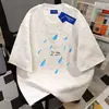 Camiseta de Manga Corta con Tie-Dye Chic de Moda Estilo Americano de Algodón Puro de Peso Pesado para Hombres y Mujeres, Verano Holgada Adelgazante Cuello Redondo Top de Pareja