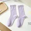 Calcetines de Lunares con Borde Fruncido para Mujer, Calcetines de Algodón Blanco Leche Puro hasta la Mitad de la Pantorrilla, Estilo Coreano Verano y Otoño, Estilo Ballet, Calcetines Holgados de Moda