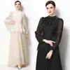 Fotos Reales de Ropa de Mujer para Exportación - Vestido Largo Elegante Plisado Estilo Retro Francés de Manga Larga que Ceñe la Cintura Adelgazante
