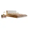 Atacado do Fabricante Cama de Tecido Estilo Italiano Luxo Leve Três-Resistente Tecnologia Sem Lavagem Tecido Cama de Casal Malha Couro Artístico Cama de Couro