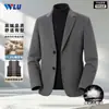Traje de lana de doble cara para hombre de otoño e invierno, estilo casual de negocios, adecuado para hombres de mediana edad y mayores, con forro de plumón desmontable