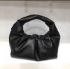 Bolso Nube Plegado de Cuero Suave de Piel de Vaca Genuina Transfronterizo para Mujer, Bolso Cuerno Portátil, Bolso Dumpling con Asa para Hombro a la Moda