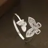 Anel aberto ajustável estilo fada, suave e elegante, com borboleta de zircônia em gota de óleo, joia de nicho requintada de luxo leve