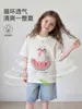 Camiseta de Algodón con Estampado de Dibujos Animados de Copo de Nieve para Niñas, Manga Corta de Verano, Top Elegante Dulce y Lindo para Niños Mayores