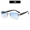 Gafas de sol de moda sin montura con borde cortado para mujer, Gafas de metal versátiles personalizadas, Gafas con protección UV, Sensación de alta gama