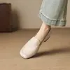 Versión de Piel de Vaca de los Nuevos Zapatos Tipo Gorro de Invierno Otoño, Mocasines Casuales Planos de Piel Genuina Estilo Francés con Punta Redonda para Mujer