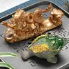 Enfeites de Pet de Chá que Mudam de Cor, Sapo Dourado, Pode Criar Animal de Estimação Mesa de Chá, Mesa de Chá, Bandeja de Chá, Brincadeira de Chá, Cerimônia do Chá, Acessórios para Conjunto de Chá