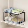 Prateleira Organizadora em Camadas para Bancada de Guarda-Roupa, Rack de Armazenamento para Empilhar Roupas, Divisória Retrátil, Artefato de Armazenamento Dentro do Armário