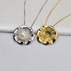 Colgante de plata S925 con forma de cabeza de concha grande y flor para mujer, 10-14 perlas, accesorios de joyería DIY, bandeja vacía 873