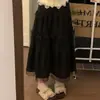 2024 Diseño de Moda Versátil Estilo Coreano Encaje Lijado Costura Otoño e Invierno Encaje Falda de Pastel de Longitud Media Falda