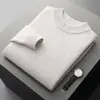 Entrega de comércio exterior transfronteiriço: Suéter base de lã masculino para negócios casuais, cor sólida, com sete pontos, espessado, plano, gola dupla de altura média