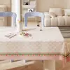 Mantel de estilo nuevo 2025 en tono crema, impermeable y resistente al aceite, fácil de limpiar, con un toque de lujo ligero y alta gama, mantel para mesa de centro estilo ins