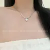 Estilo de Nicho, Gama Alta, Lujo Ligero, Estilo Dulce y Fresco, Cadena para Clavícula de Corazón, Moda Retro para Mujer, Collar Sencillo de Cristal Roto Plateado