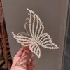 Pasador de Perlas para Mujer Clip de Lazo Estilo Coreano Pinza de Tiburón para la Parte Trasera de la Cabeza Accesorios Metálicos Grandes y Simples para el Cabello