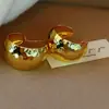 Pendientes de Aro Ancho en Forma de C Bañados en Oro Estilo Minimalista con un Diseño de Arco de Mosaico Espejado Sencillo y Elegante, Pendientes Transfronterizos