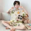 Pijama de Verano de Dibujos Animados 2026 para Niños Niños Ropa de Casa Delgada Conjunto de una Pieza de Manga Corta y Pantalones Cortos para Niños de Primaria