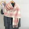 Bufanda Cuadros Estilo Coreano para Mujer, Bufanda de Invierno con Ambiente Estudiantil, Abrigo Engrosado y Cálido, Chal con Borlas de Imitación Cachemir para Mujer