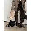 Primer Encuentro Ji Punta Redonda Patchwork Slip-on Elástico Adelgazantes Botines Mujer 2026 Moda Otoño/Invierno Versátil Tacón Oculto Botines
