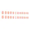 Parches para Manicura Blancos Elegantes Estilo Francés con Lazo Dulce y Sencillo Estilo Europeo y Americano Uñas Portátiles Extraíbles 24 Piezas