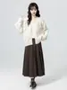 Chaqueta suéter de punto hueco con cuello en V para mujer, primavera y otoño 2026 nuevo estilo de otoño, cárdigan de punto con lazo de encaje, top corto