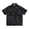 Camisa Fina Savagebase Estilo Retro Americano Desgastado Cuadros Blanco y Negro con Diseño de Jacquard Hueco Estilo Festivo