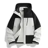 Chaqueta tres en uno personalizable con logo transfronterizo para hombre y mujer, chaqueta impermeable para exteriores con capucha y bloques de color para primavera y otoño
