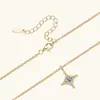Collar Minimalista de Moissanita de Moda con un Toque de Lujo, Colgante de Plata Pura S925, Diseño de Estrella de Cuatro Puntas, Cadena para Clavícula al por Mayor