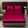 Juego de Sábanas Ajustables de Satín Completamente Cerradas Más Vendido Transfronterizo, Ropa de Cama Sencilla de Color Sólido, Sábanas, Fundas de Almohada, Juego de Tres Piezas Disponible