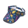 2025 Nuevo Sombrero de Sol Transfronterizo Imitación Seda Estampado de Flores Sombrero sin Copa Superior Visera Curva Parte Superior Vacía Sombrero de Sol Verano Mujer