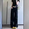 Jeans Negros de Pierna Recta para Mujer, Otoño e Invierno, Forrados de Polar, Engrosados, Petite, de Tiro Alto, Sueltos, Adelgazantes, Pantalones de Pierna Ancha Estrecha