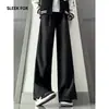 Moda Otoñal Pantalones Ligeramente Acampanados y Fluidos Estilo Hong Kong para Hombre Estilo High Street Pantalones Casuales Versión Extendida para Personas Altas Pantalones de Traje