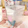 Bonito Cubo de Basura Pequeño de Escritorio para Uso Doméstico, Pecera Pequeña Acrílica Transparente para Pez Betta, Contenedor de Almacenamiento Cuadrado para Basura
