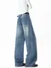 Muxi Ropa Marca de Moda Estilo Americano Cleanfit Lavado Vintage Holgado Versátil Pantalones Scimitar Jeans de Calle para Hombres