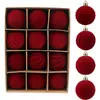 Adornos de Navidad flocados más vendidos en Amazon, 6/8/10 cm, decoraciones de árbol de Navidad de terciopelo color vino tinto, bolas decorativas de Navidad