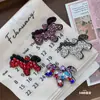 Horquilla de Pelo con Forma de Lingote de Diamantes Completos Estilo Coreano para Año Nuevo, Pinza Lateral de Pelo de Gama Alta, Pequeña Pinza de Diamantes Coloridos de Moda Personalizada