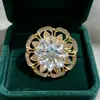 Broche de Flor con Pedrería Ojo de Caballo Colorido de Industria Pesada para Mujer Broche Floral Redondo Hueco Accesorio para Abrigo Hebilla de Bufanda de Seda En Stock