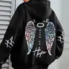 Sudadera con Patrón de Alas de Ángel de Aliexpress Transfronteriza - Suéter Casual Talla Grande para Mujer con la Frase "Suelta"