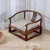 Nueva Silla Redonda Tatami Estilo Chino Silla Baja para Balcón Japonés Silla con Respaldo para Persona Perezosa Silla de Ocio Color Nogal para el Hogar Madera Maciza