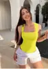 Estilo Europeo y Americano 2025 Moda Nueva para Mujer Casual Sexy Ajustado Cuello en U Sin Mangas Chaleco Mono Ajustado