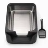 Bandeja de Arena para Gatos de Acero Inoxidable Premium - Semicerrada, Antisalpicaduras, Fácil de Limpiar, Inodoro para Gatos sin Olores