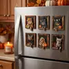 Ímã de geladeira de madeira de camada dupla criativo de gato de Halloween estilo vintage decoração de casa decoração magnética criativa