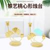 Venta al por Mayor para el Hogar Creativo Candelabro Hoja de Ginkgo Hierro Corazón de Durazno Candelabro Color Pintado a Mano Adornos Decorativos de Escritorio Transfronterizo