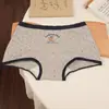 Cueca Boxer de Algodão Puro British Bear para Mulheres, Cintura Média, 100% Algodão, Antibacteriano 10A, Gancho Estendido, Algodão de Bebê Classe A