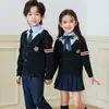Suéter tres piezas ropa de clase ropa de otoño estilo británico ropa de jardín de infantes primavera estudiantes de primaria ropa de clase de verano Traje de uniforme escolar niños