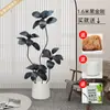 Planta Artificial Verde Grande Black Diamond Árbol de Goma Planta en Maceta de Interior para Sala de Estar Decoración de Planta de Árbol Imitación de Lujo Ligero de Gama Alta