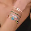 Set de Pulseras Bohemias Europeas y Americanas de Vacaciones para Mujer, Pulsera de Cuentas de Ojo de Concha Dopamina Estilo Playa de Verano para Mujer