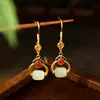 Pendientes Estilo Palacio para Mujer, Cuentas de la Fortuna, Pendientes de Jade Imitación, Accesorios Estilo Chino Hanfu Qipao, Pendientes, Venta al por Mayor y Dropshipping