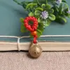 Llavero Colgante Espada y Hacha de Madera de Durazno Cordón Rojo Tejido Pin Portátil para Bebé Colgante de Madera de Durazno Semi-Terminado